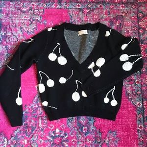 Urban Outfitters Black and White Cherry Sweater